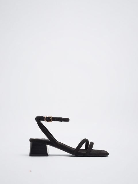 Parfois Heel With Tubular Straps Sandaler Dame Sort | DK-34GLTSYKI