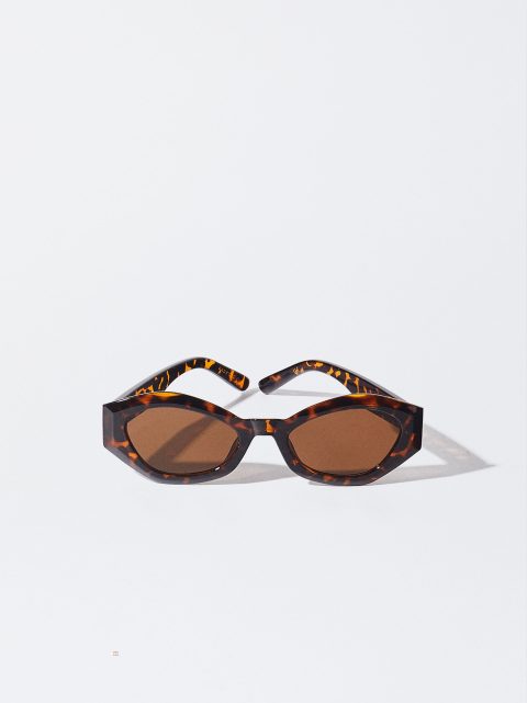 Parfois Hexagonal Solbriller Dame Brune | DK-42NPARLKI
