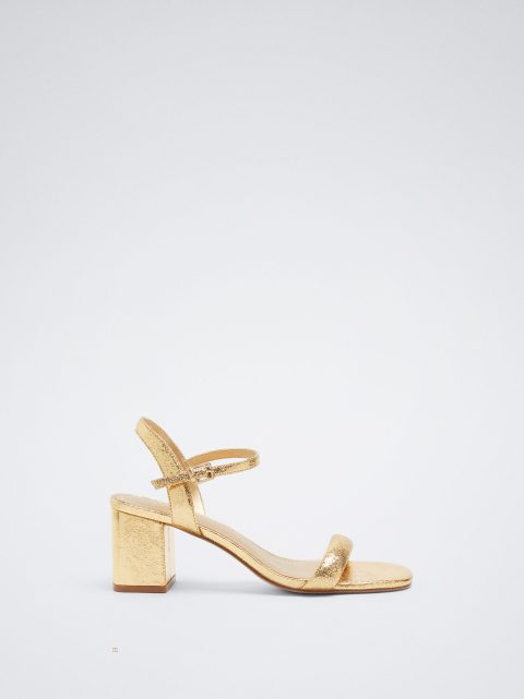 Parfois High Heel Metallic Sandaler Dame Guld | DK-53CBEIQGR