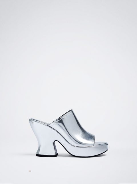 Parfois High Heel Metallic Sandaler Dame Sølv | DK-81GDBXPWQ