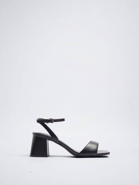 Parfois High-Heel With Ankle Straps Sandaler Dame Sort | DK-12FQOZCJT