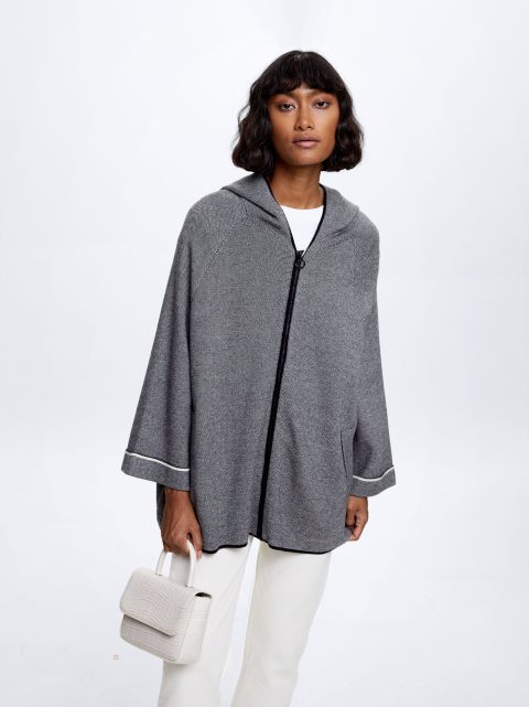 Parfois Hætte Knit Ponchoer Dame Sort | DK-09MOGNYRF