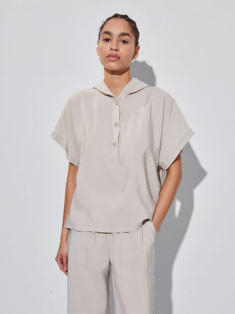 Parfois Hætte Loose-Fitting Skjorte Dame Grå | DK-06GYSKHBA