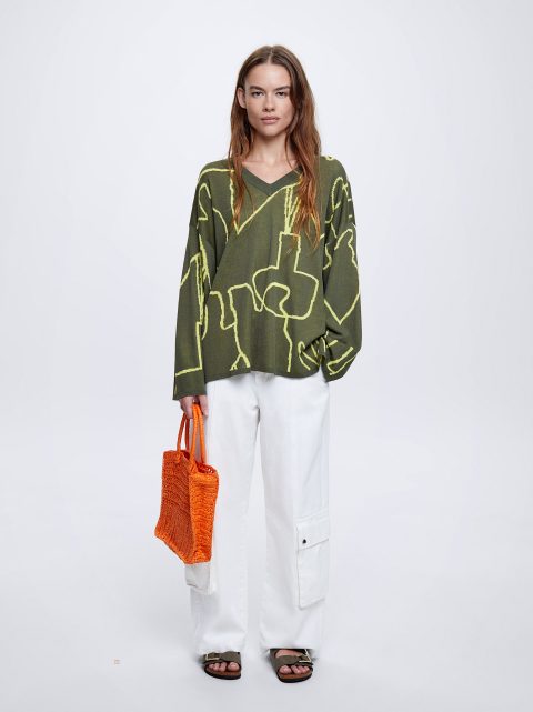 Parfois Jacquard Trøjer Dame Grøn | DK-40WXCGJLE