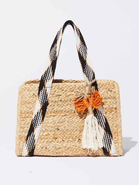 Parfois Jute Tote Indkøbstasker Dame Beige | DK-36NLSIRKP