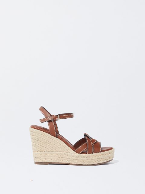 Parfois Jute Wedge Sandaler Dame Brune | DK-13BTASEJP