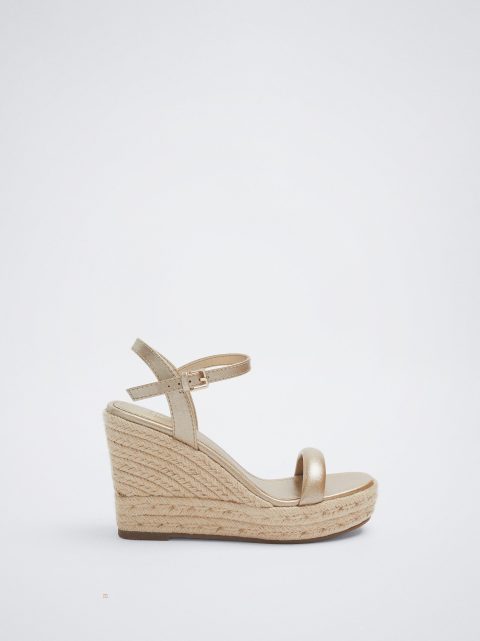 Parfois Jute Wedge Sandaler Dame Guld | DK-03GBXRIDS