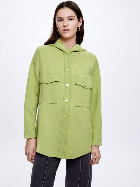 Parfois Knit Overshirt With Pockets Skjorte Dame Gul | DK-82XFBTEUW