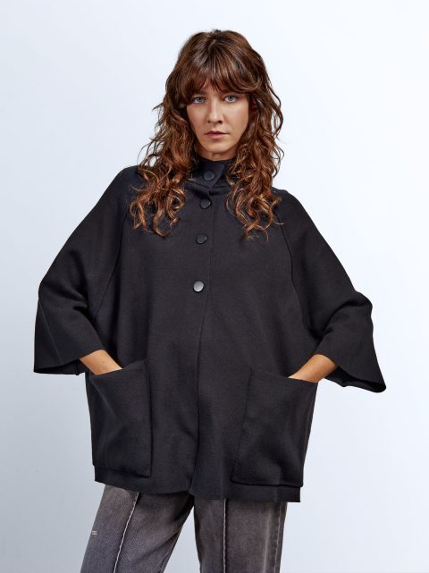 Parfois Knit With High Neck Ponchoer Dame Sort | DK-97QWIHNJU