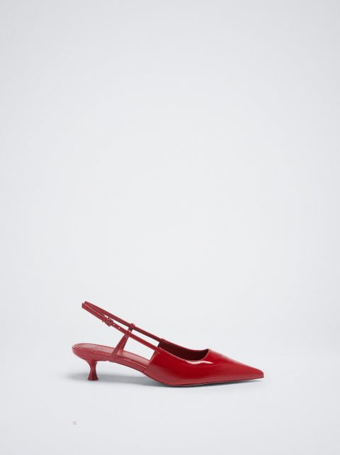 Parfois Lak Finish Slingback High Højhælede Sko Dame Rød | DK-16UBCGTEY