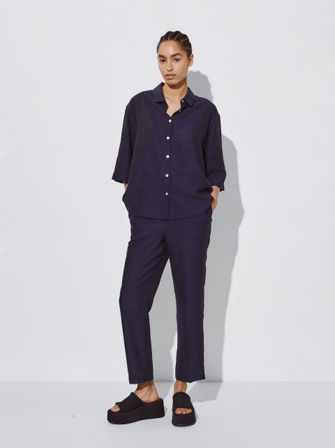 Parfois Lige Jacquard Bukser Dame Mørkeblå | DK-91OXWJVCE