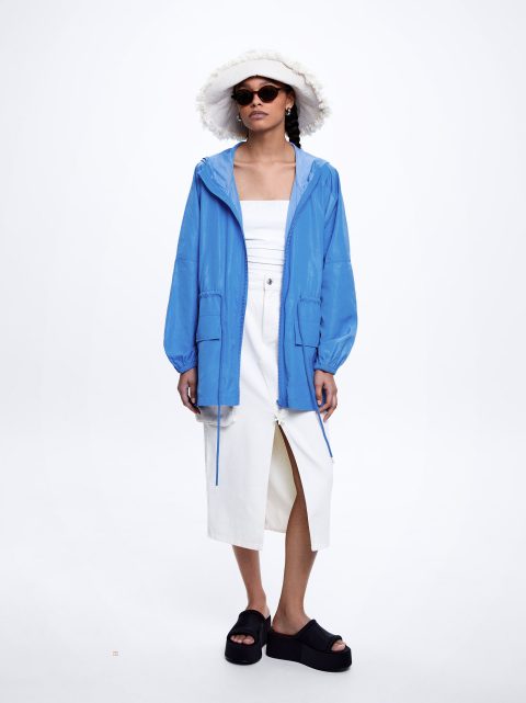 Parfois Light Jacket With Hood Jakke Dame Blå | DK-69YOESZWH