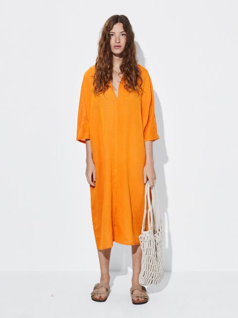 Parfois Linen Kaftan Dame Orange | DK-98CRBWPAZ