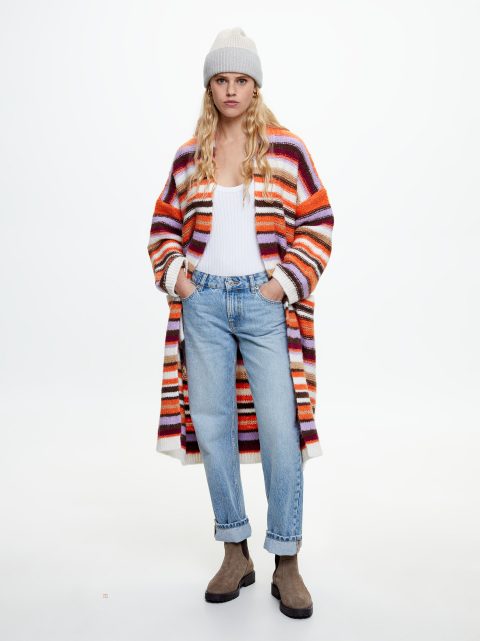 Parfois Long Strikket With Pockets Cardigan Dame Flerfarvede | DK-18YOJDQLU