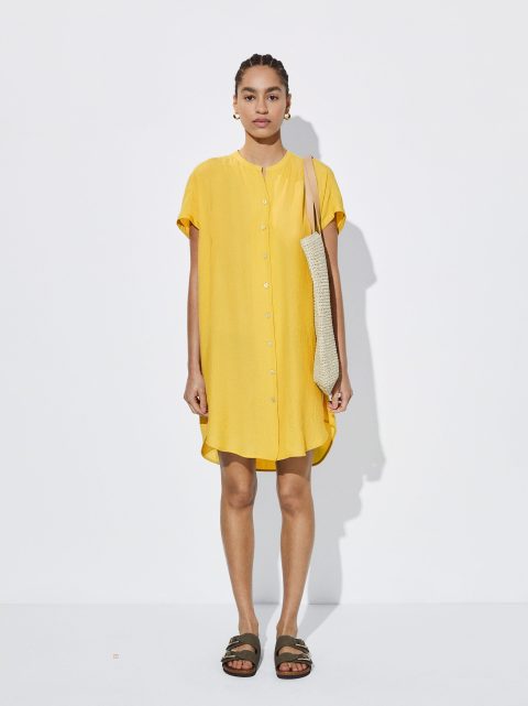 Parfois Loose-Fitting Shirt Kjole Dame Gul | DK-05WSOVJXB