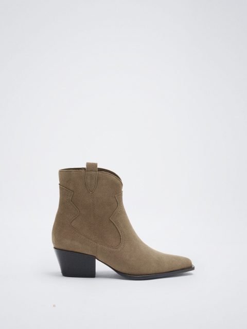 Parfois Læder Cowboy Boot Ankelstøvler Dame Brune | DK-59ZGIJPAD
