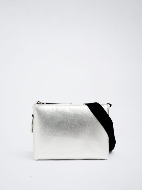 Parfois Metallic Crossbody Taske Dame Sølv | DK-89CRTEQPV
