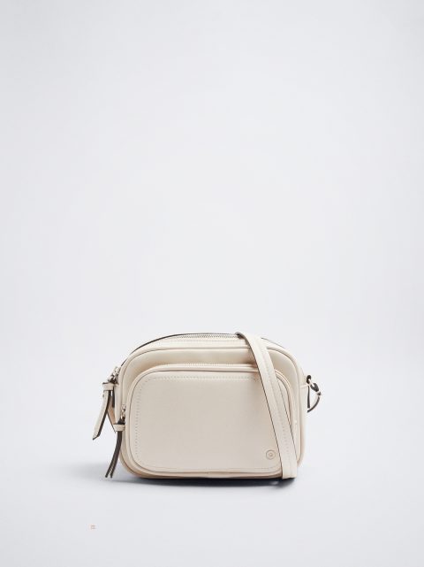 Parfois Multi-Pocket Crossbody Taske Dame Hvide | DK-25ZQEOLGV