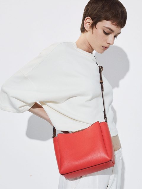 Parfois Multi-Pocket Crossbody Taske Dame Koral | DK-75JNISLUQ