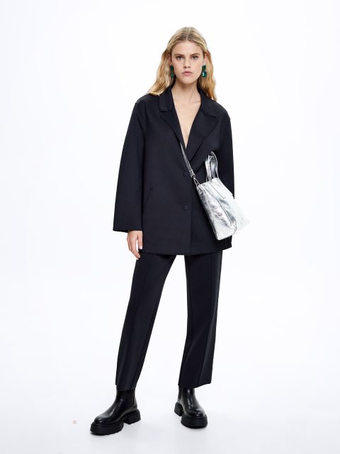 Parfois Neoprene-Effect Blazer Frakker Dame Sort | DK-80HLJGXTK