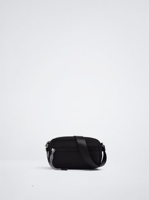 Parfois Nylon Crossbody Taske Dame Sort | DK-62YJZSICE