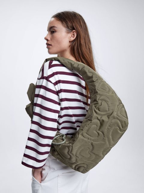 Parfois Nylon Heart Skuldertasker Dame Khaki | DK-47OPZNETG