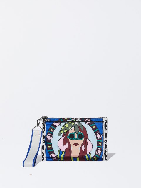 Parfois Nylon Horoscope Envelope Clutch Tasker Dame Blå | DK-14QDHWEFS