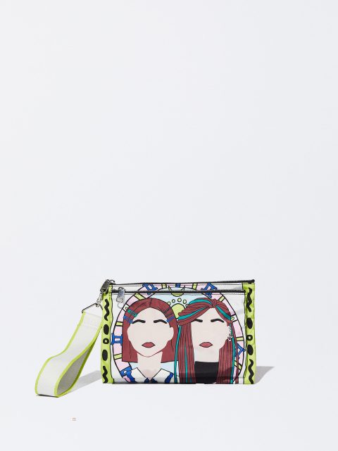 Parfois Nylon Horoscope Envelope Clutch Tasker Dame Gul | DK-85MQHWSDZ