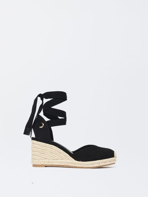 Parfois Online Exclusive - Jute Wedge Sandaler Dame Sort | DK-76TAXPYLV