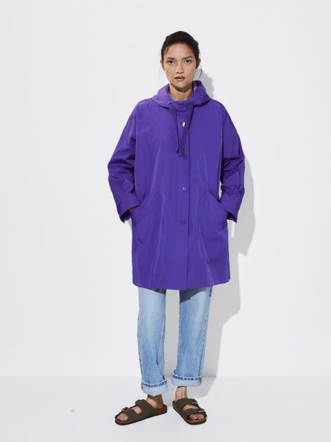Parfois Parka With Pockets And Hood Jakke Dame Lilla | DK-59KIPEQVX