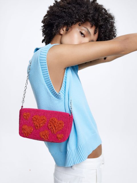 Parfois Party Handbag With Beads Skuldertasker Dame Flerfarvede | DK-63NUCLAXS