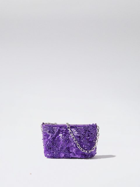 Parfois Party Handbag With Sequins And Beads Skuldertasker Dame Lilla | DK-26EBXDNRV