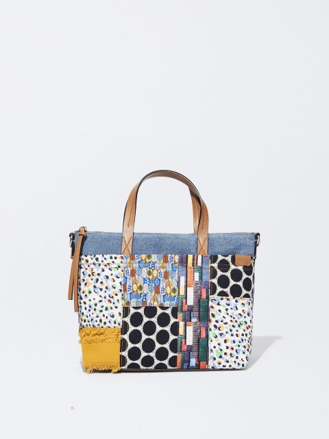 Parfois Patchwork Tote Indkøbstasker Dame Blå | DK-42KPEXNSG