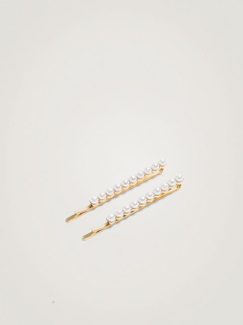 Parfois Pearl Bead Hair Slides Hårspænder Dame Guld | DK-54BNYVRWT
