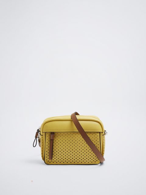 Parfois Perforated Detail Crossbody Taske Dame Gul | DK-50FWRMBGA