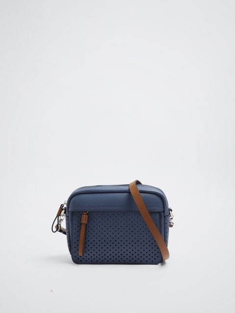 Parfois Perforated Detail Crossbody Taske Dame Blå | DK-94LBQZJHD