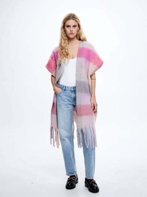 Parfois Poncho With Fringes Ponchoer Dame Lyserød | DK-83MTXQLFK