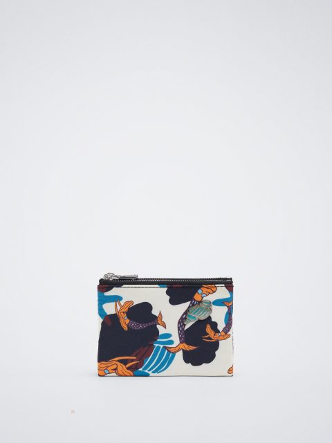 Parfois Printed Nylon Coin Pung Dame Hvide | DK-62VHOXMDS