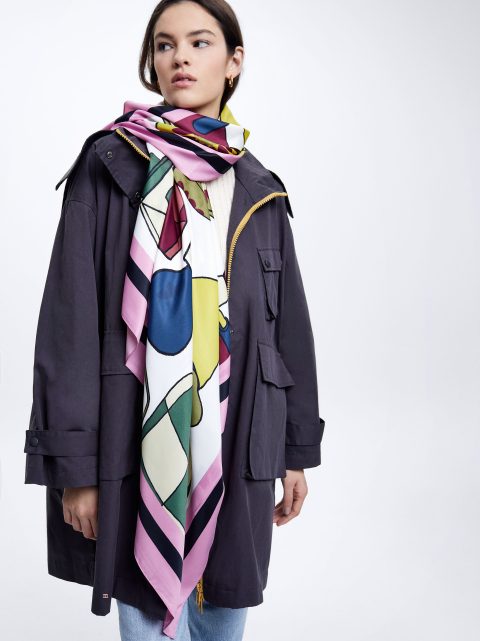 Parfois Printed Square Neckerchief Tørklæder Dame Lyserød | DK-09EOPWMTS