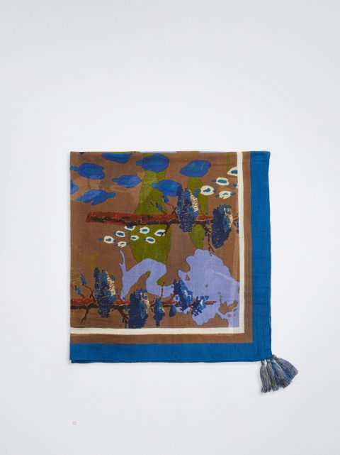 Parfois Printed Square Neckerchief Tørklæder Dame Blå | DK-21IALTQWX