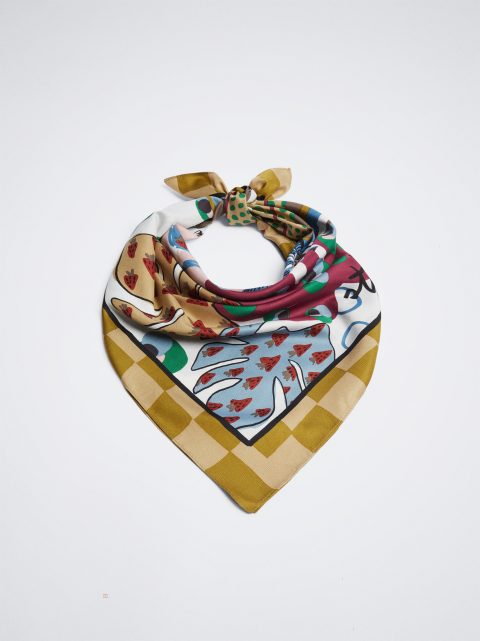Parfois Printed Square Neckerchief Tørklæder Dame Gul | DK-45PEITCWF