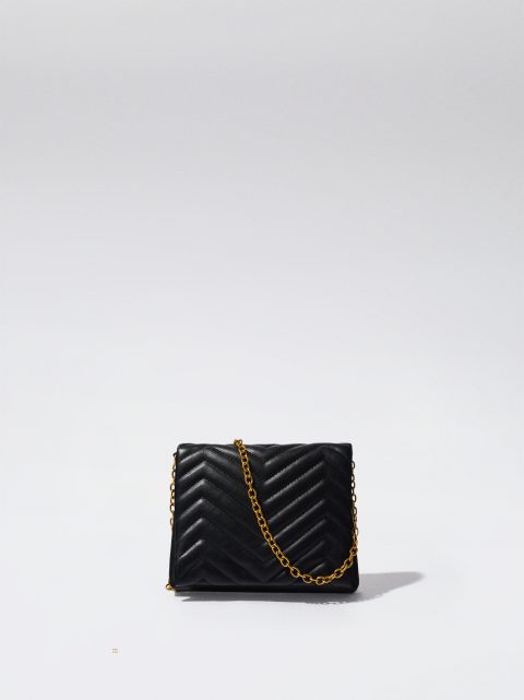Parfois Quiltet Crossbody Taske Dame Sort | DK-97ZKDTJXC