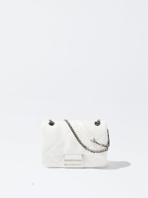 Parfois Quiltet Crossbody With Chain Skuldertasker Dame Hvide | DK-12JZXFOVW
