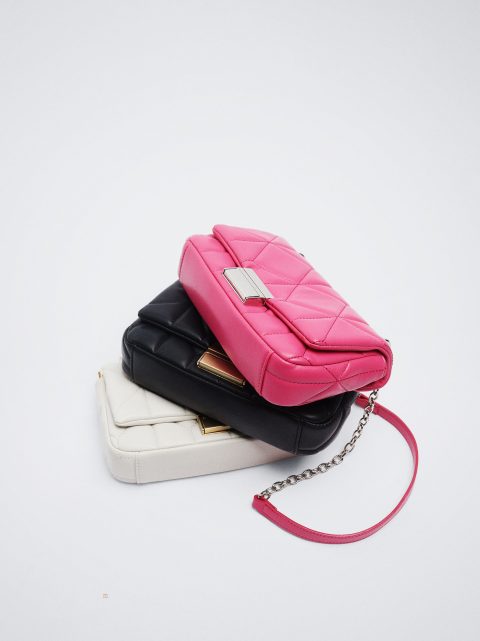 Parfois Quiltet Crossbody With Chain Skuldertasker Dame Lyserød | DK-15CBTUVMP