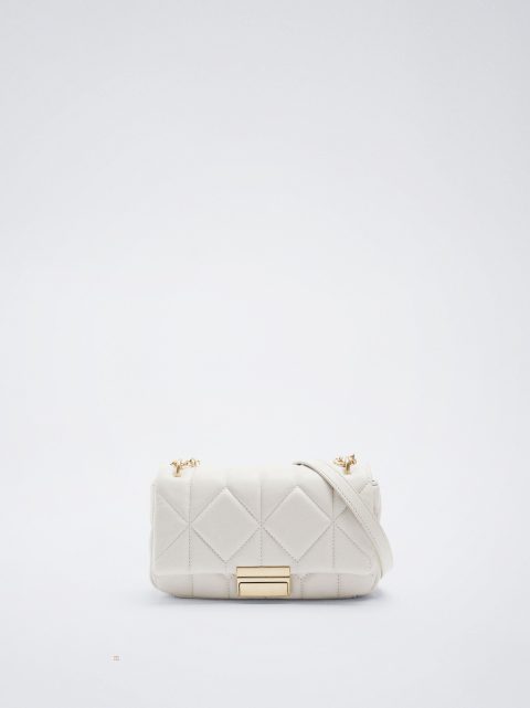 Parfois Quiltet Crossbody With Chain Skuldertasker Dame Hvide | DK-16ABDXJLU