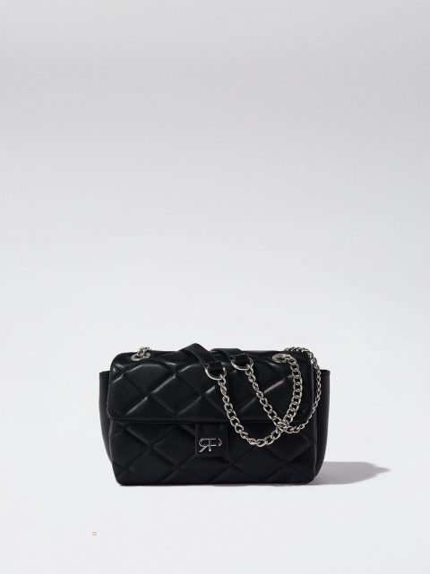 Parfois Quiltet Crossbody With Chain Skuldertasker Dame Sort | DK-41WUGAITJ