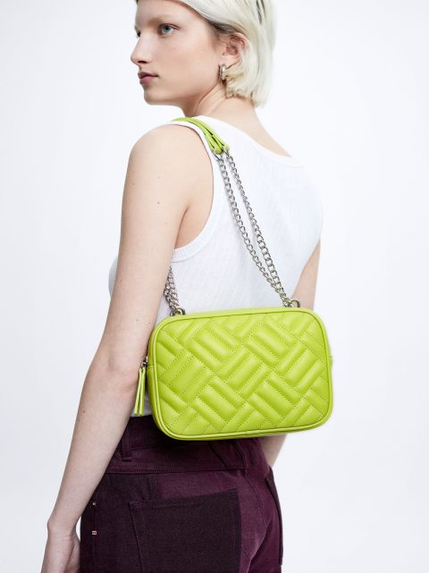 Parfois Quiltet Crossbody With Chain Skuldertasker Dame Grøn | DK-90ZQDOWHT