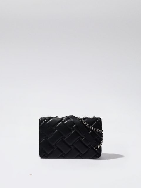 Parfois Quiltet Crossbody With Chain Skuldertasker Dame Sort | DK-93KUPXHAW
