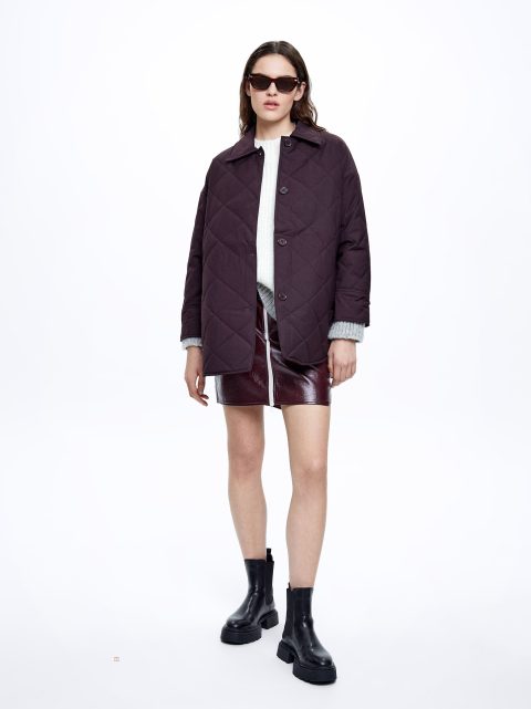 Parfois Quiltet Jacket With Buttons Jakke Dame Brune | DK-10KOTMWND