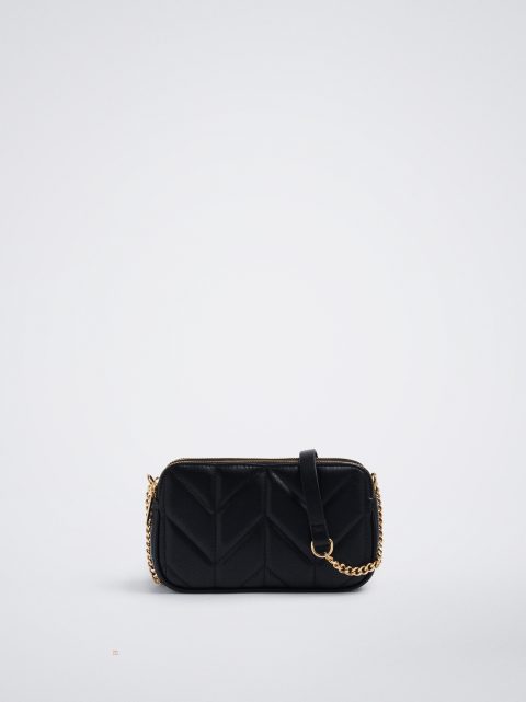 Parfois Quiltet With Chain Crossbody Taske Dame Sort | DK-34AZQXFVO